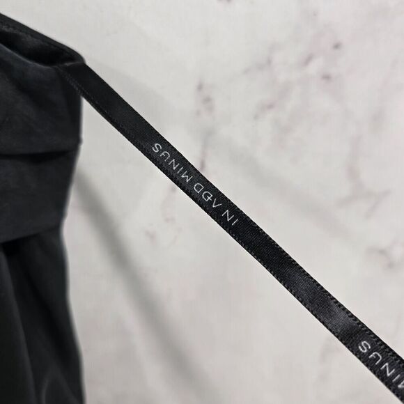 In Ad Minus Dress Womens 4 Small Black Silk Mini Asymmetric Shift Ruffle LBD - Picture 14 of 16